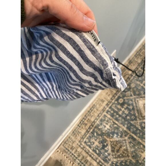 Orvis Women Linen Button Up Shirt Plus Size XXL Blue White Stripe Nautical Beach - Picture 7 of 9
